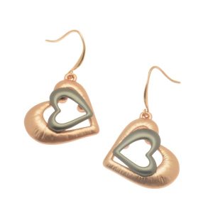 Rose Gold & Gunmetal Heart Necklace Set